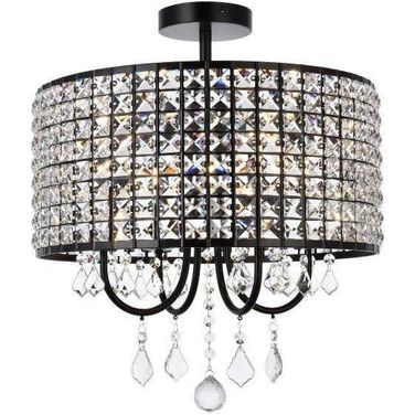 Elise 17 Inch Flush Mount In Black LD712F17BK
