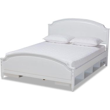 Elise Classic and Traditional Transitional White Finished Wood Full Size Storage Platform Bed