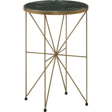 Eliska Round Accent Table with Marble Top Green and Antique Gold