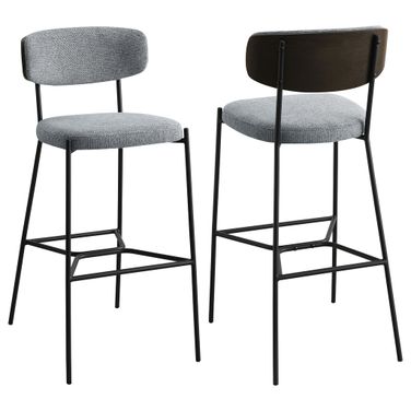Elison Pub Height Bar Stool Set of 2 In Grey and Dark Oak