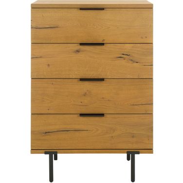 Elizabella 4 Drawer Wood Chest In Oak And Black