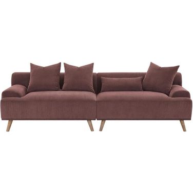 Elizabeth Corduroy Upholstered Extra Long Sofa In Wine Red
