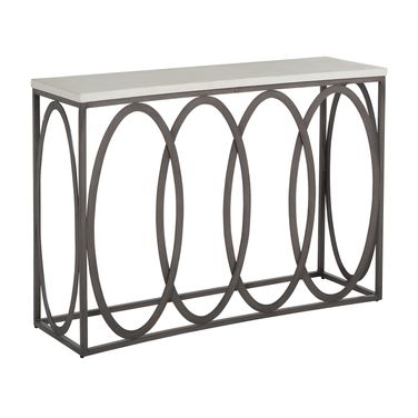 Ella Aluminum Console Table In Slate Gray and Travertine