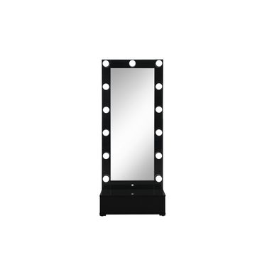 Ella Narrow Tall Mirror with Drawer and Speaker In Black