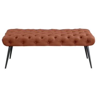 Ella Upholstered Tufted Bench Metal Legs In Rust