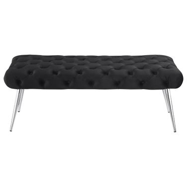 Ella Upholstered Tufted Bench Stainless Steel Legs In Black