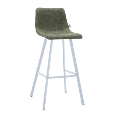Elland Bar Stool In Olive Green and White Base