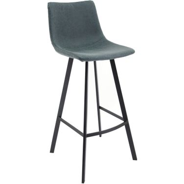 Elland Upholstered Leather Barstool In Peacock Blue