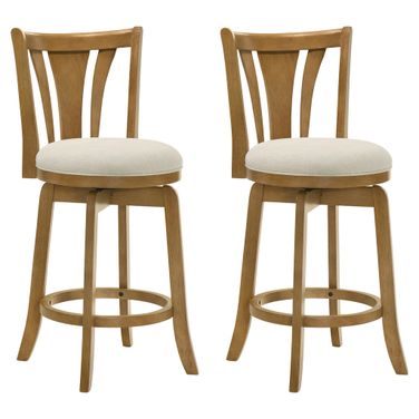 Elle 26 Inch Counter Height Swivel Barstool Set of 2 In Ivory and Amber Glow