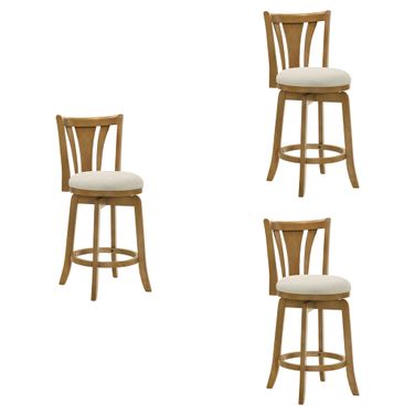 Elle 26 Inch Counter Height Swivel Barstool Set of 3 In Ivory and Amber Glow