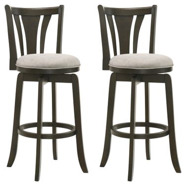 Elle 30 Inch Bar Height Swivel Barstool Set of 2 In Gray and Dark Roast