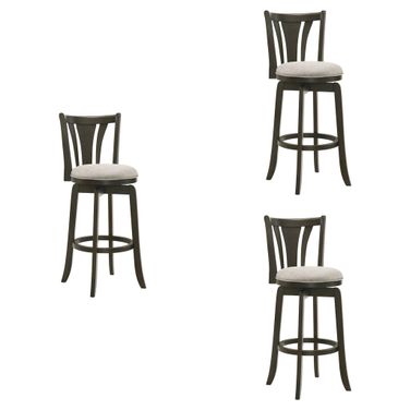Elle 30 Inch Bar Height Swivel Barstool Set of 3 In Gray and Dark Roast