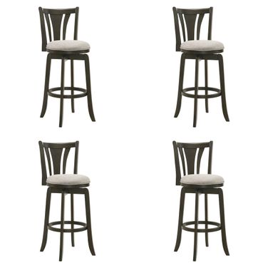 Elle 30 Inch Bar Height Swivel Barstool Set of 4 In Gray and Dark Roast