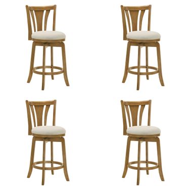 Elle 30 Inch Bar Height Swivel Barstool Set of 4 In Ivory and Amber Glow
