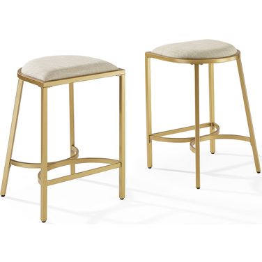 Ellery 2-Piece Counter Height Barstool Set In Oatmeal and Gold