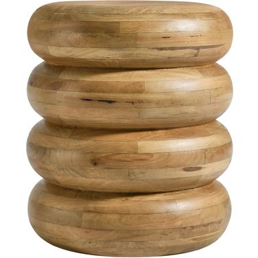 Ellery Round Stacked Wood Side Table In Natural