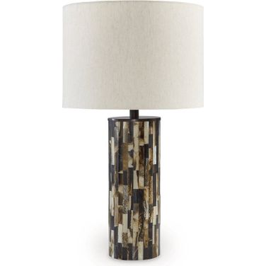 Ellford Black And Brown And Cream Poly Table Lamp