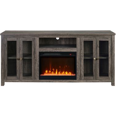 Ellington 70 Inch Fireplace TV Stand Console with Heater In Gray Walnut