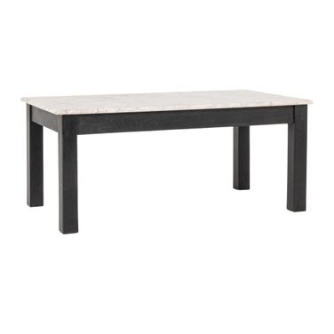 Elliot Rectangular Teak and Marble Coffee Table In Black