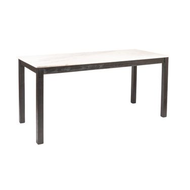 Elliot Teak Wood Dining Table with Marble Top In Black