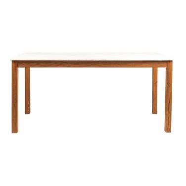 Elliot Teak Wood Dining Table with Marble Top In Natural