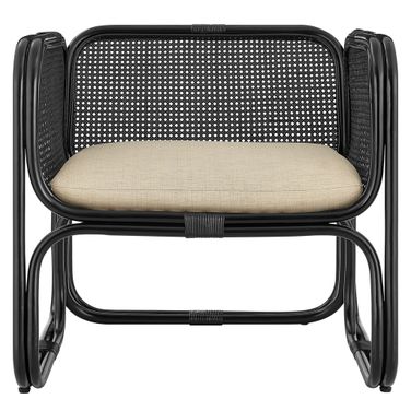 Ellis Natural Rattan Accent Armchair In Black