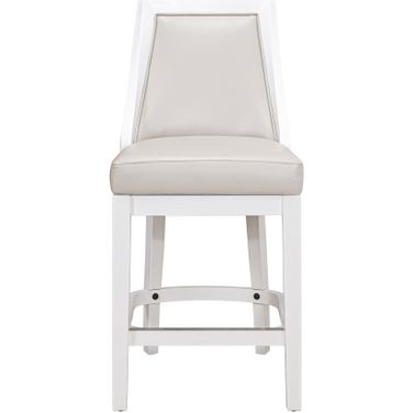 Ellis Swivel 26 Inch Counter-Height Barstool with Tall Back with Faux-Leather Seat In White and Gray