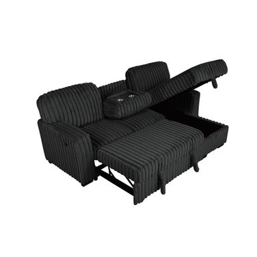 Ellison 2-Piece Corduroy Sectional in Black