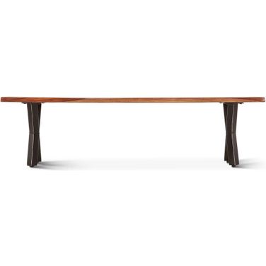 Elliston 68 Inch Dining Bench In Sheesham and Matte Black Iron