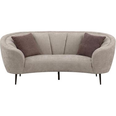 Ellorie Upholstered Channel Back Curved Loveseat In Beige