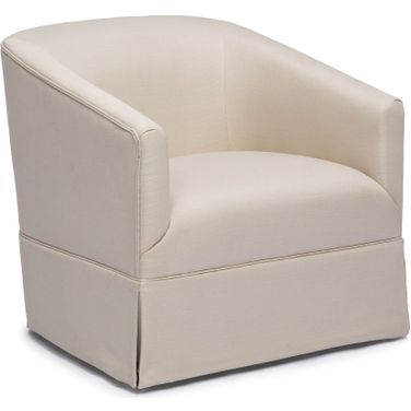 Elm Skirted Swivel Chair In Linen