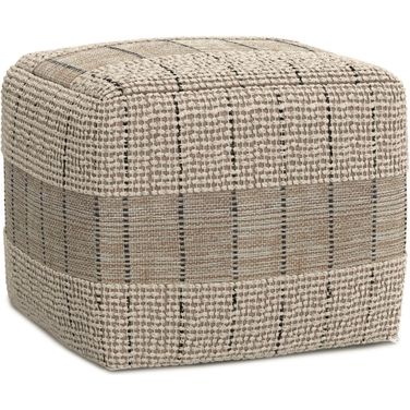 Elmer Square Woven Pouf In Natural and Grey