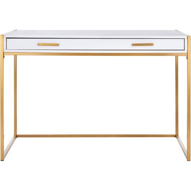 Elodie White and Gold 1 Drawer Desk