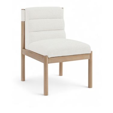 Eloura Linen Textured Fabric Upholstered Dining Chair Set of 2 In Cream and Stained Natural
