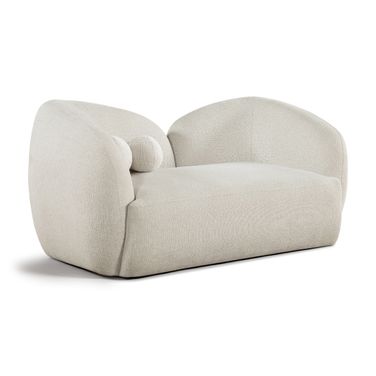 Elowen 68 Inch Fabric Upholstered Loveseat In Cream