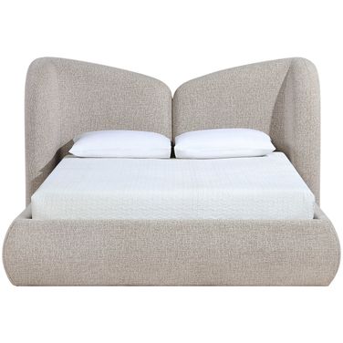 Elowen Chenille Fabric Upholstered King Bed In Beige