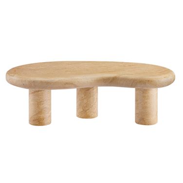 Elowen Indoor - Outdoor Patio Textured Faux Travertine Coffee Table In Travertine