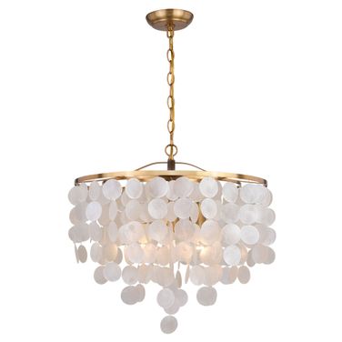Elsa Capiz Shell 19.75 Inch 3 Light Pendant In Natural Brass
