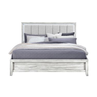 Elsie King Upholstered Bed with LED In Light Grey