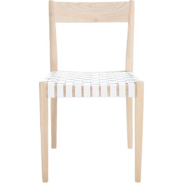 Eluned Leather Dining Chair Set of 2 in White and Natural