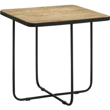 Elyna Square Accent Table Travertine and Black
