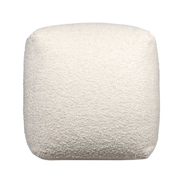 Elyro Solid Hand-Woven Boucle Pouf In Ivory