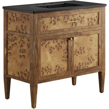 Elysian 36 Inch Wood Bathroom Vanity In Black/Brown