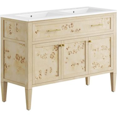 Elysian 48 Inch Double Sink Bathroom Vanity In Burl