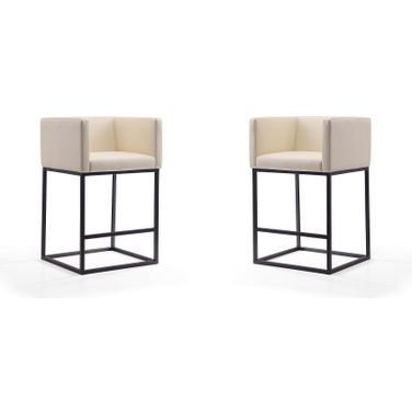 Embassy Counter Stool in Cream and Black (Set of 2)