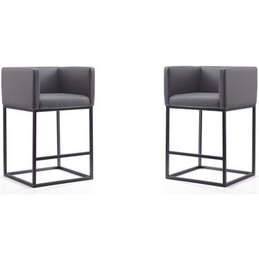 Embassy Counter Stool in Grey and Black (Set of 2)