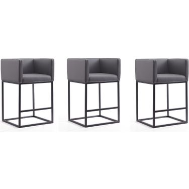 Embassy Counter Stool in Grey and Black (Set of 3)