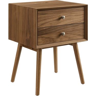 Ember Wood Nightstand With USB Ports EEI-4343-WAL-WAL