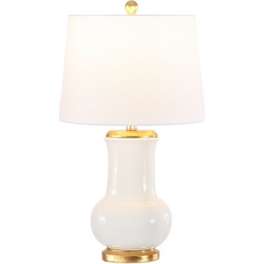 Emberson 25 Inch Ivory and Gold Ceramic Table Lamp
