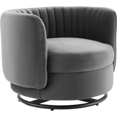 Embrace Tufted Performance Velvet Swivel Chair In Black Gray